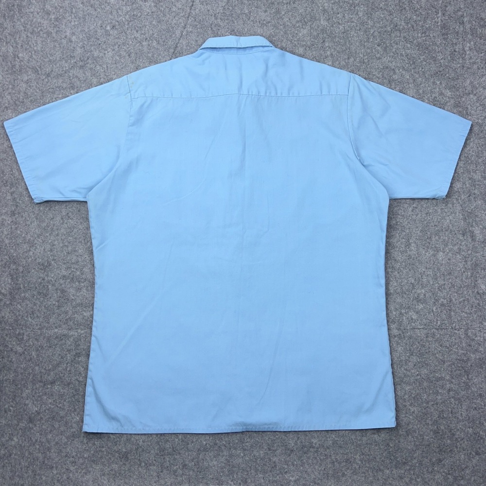 VTG Big Mac Shirt Mens XL Tall Blue Canvas Short Sleeve‎ Button Up Work USA 90s - Picture 8 of 12